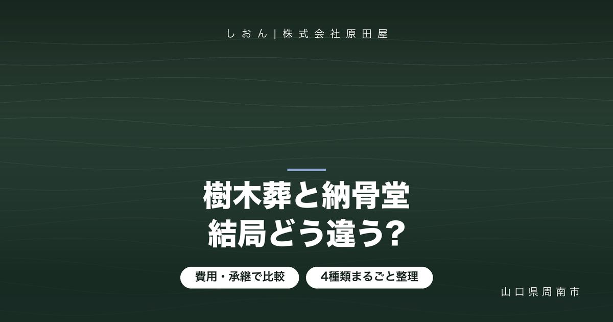 樹木葬と納骨堂の違いは?永代供養墓・一般墓を含め4種類を比較