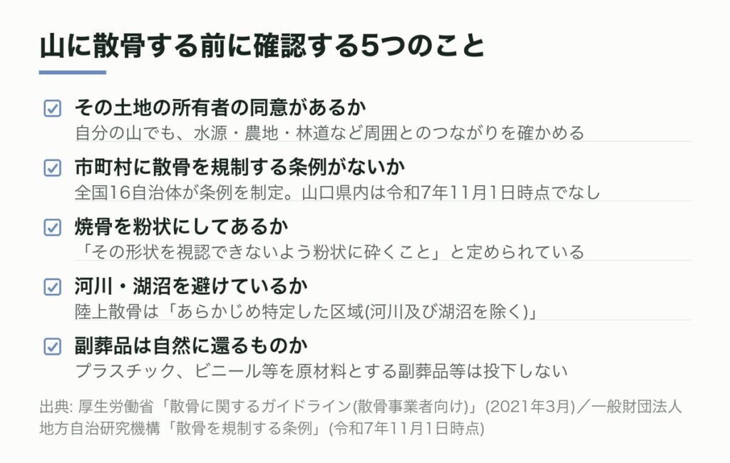 山に散骨する前に確認する5つのこと