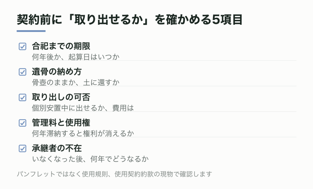 樹木葬の契約前に「取り出せるか」を確かめる5項目